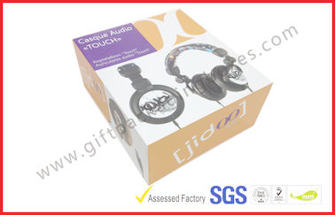 Right Angle 1200G Grey board Gift Packaging Boxes , OEM Customized Printed Headphone Packaging Boxes